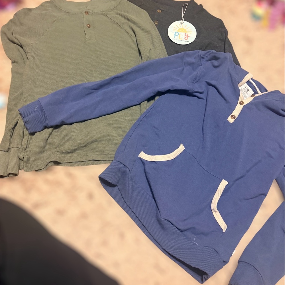 Little Sleepies Play Waffle Long Sleeve Tops Lot Boys Size 8 Bamboo One NWT